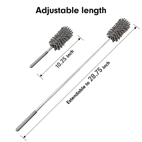 Duster for Cleaning, 10-29" Extension Pole, 2 Washable Heads, Grey - color: Gray, size: 2 Attachments