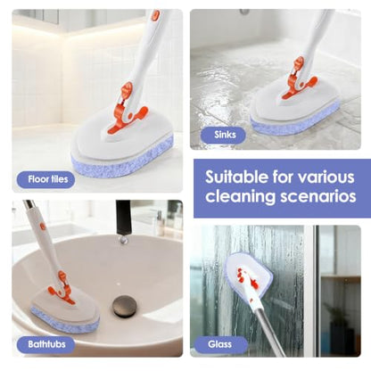 2Pcs Scouring Pads Grey Scrub Pads for Cleaning Reusable Scrub Sponge Non Scratch Fit Tub Tile Scrubber Brushes Cleaning for Kitchen Toilet Wall Tile Sink