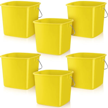Zhehao 6 Pcs 3 Quart Small Sanitizer Cleaning Bucket, Yellow - color: Yellow