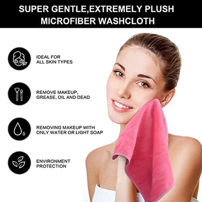 SINLAND Microfiber Facial Cloths Fast Drying Washcloth 12inch x 12inch Dark pink 6 pack - color: Dark Pink, size: 1 Count (Pack of 6)