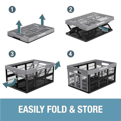 CleverMade Collapsible Utility Crates - Red 1pck 45L / 11 Gal holds 66 lbs - Stackable Containers Heavy Duty Capacity Crates Space-Saving Baskets - color: Red, size: 45L - 1 Pack