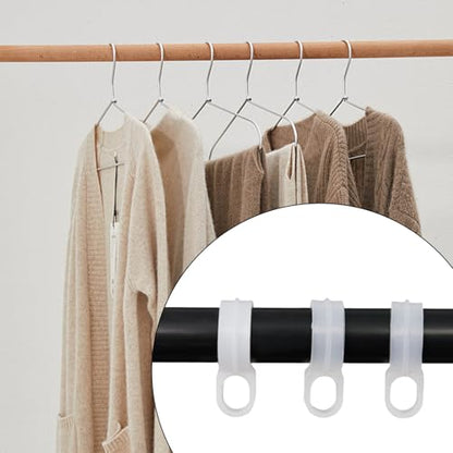 HEVSTIL 30 Pack Windproof Hooks for Clothesline – Fit 26-29mm Rods – Heavy Duty Plastic Anti-Slip Clothes Rack Clips – for Balcony, Yard, Bathroom, Closet & More, White - size: Medium-30pcs