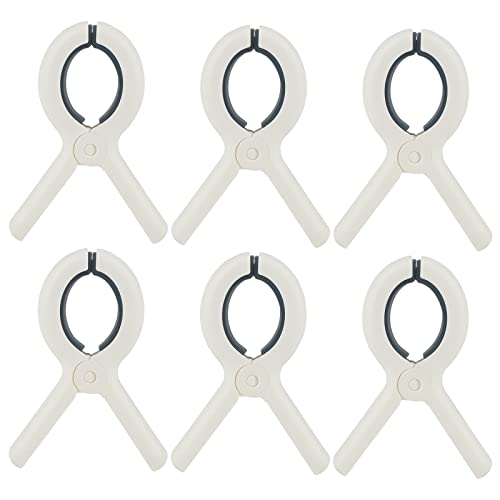 Beach Towel Clips Plastic Clothespins-Heavy Duty Clothes Pins for Beach Chair Pool Chair on Cruise Heavy Laundry Clothespins Windproof Clamps Beach Blankets Clothes Pegs Pack of 6 - color: White+blue 6 Pcs