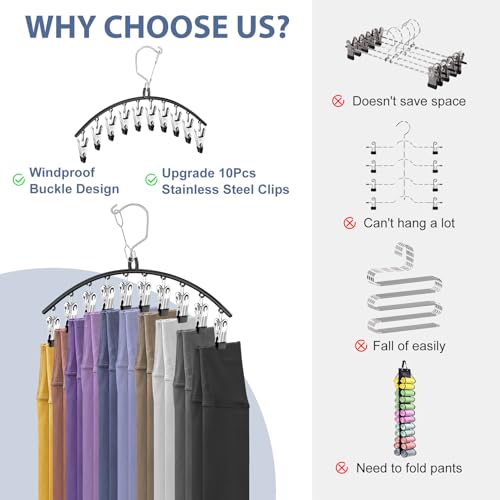 3 Pack Skirt Pants Hangers with Clips, Legging Organizer for Closet, Grey - color: Gray, size: 3 Pack
