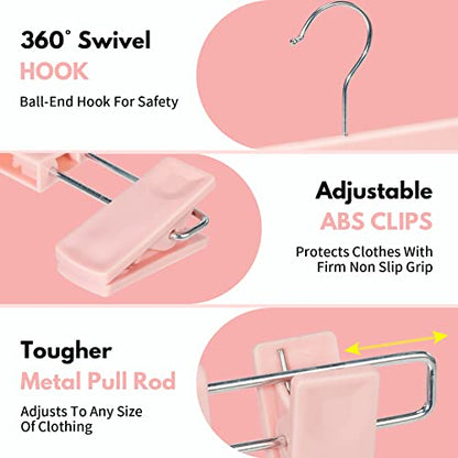 Pants Hangers with Clips, Skirt Hangers, 30 Pack, Pink - color: Pink, size: 30Pack