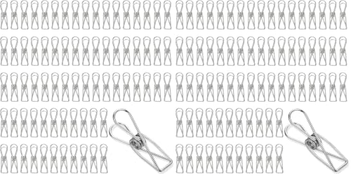 100 Pcs Paper Clips Metal Wire Hollow Out Clothespins Multi Purpose Utility Binder Clips Invoice Bill Stainless Steel Hanging Clothes Pins for School Kitchen Outdoor Office(Small,Silver) (Pack of 2) - color: Silver, size: Single Size (Small) (Pack of 2)