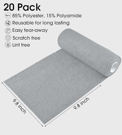 KitchLife Microfiber Cleaning Cloth Roll - Tear-Away Reusable Microfiber Paper Towels, Lint-Free, Washable, 20 Sheets for Kitchen, Car, Dishes, and Sensitive Surfaces (Dark Grey) - color: Dark Grey