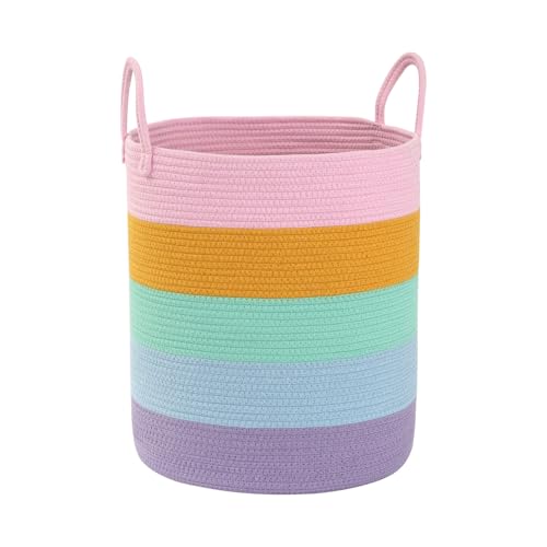 Woven Laundry Basket, Nursery Hamper, 15x15x18 Inch, Colorful - color: Colorful
