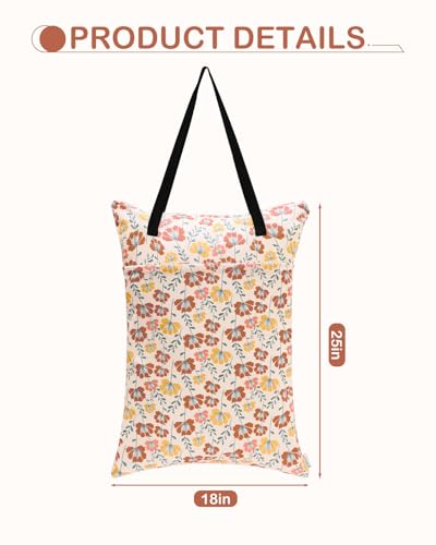 ALVA ALVABABY 2 Pack Large Wet Dry Bag Waterproof Hanging Cloth Diaper with Double Zippered Pockets 25x18 inches 2HL03 - color: Small Colorful Flowers and White Prints