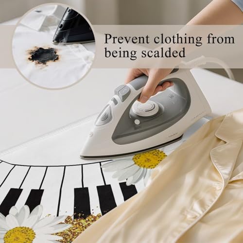 Music Ironing Pad Ironing Blanket Thick Travel Iron Pad Heat Resistant Ironing Board Cover for Table Top, Washer, Dryer,32 x 16 Inch Ironing Mats,Black Piano Daisy - color: Piano Muisc Daisy