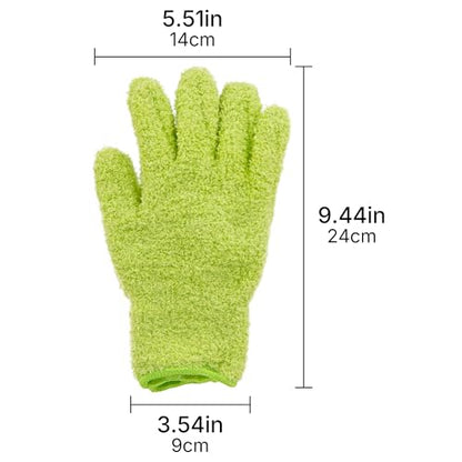 Microfiber Cleaning Gloves, Sturdy Knitted Dusting Gloves for Housekeeping, Soft Plant Leaf Cleaning Gloves for Indoor Plants & Home, Ideal for All Occasions (1Pair, Grass Green)