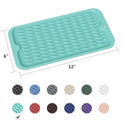 ZLR Small Silicone Drying Mat & Sink Caddy, 6"x12", Mint Green - color: Mint Green, size: 12" x 6"