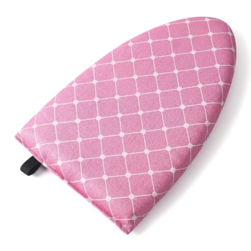 Portable Handheld Ironing Boards, Pink Plaid Compact Travel Ironing Pad with Anti-Slip Surface, Battery-Free Wrinkle Release Ironing Mat for Home Office Hotel Delicate Garments Travel Clothing Care