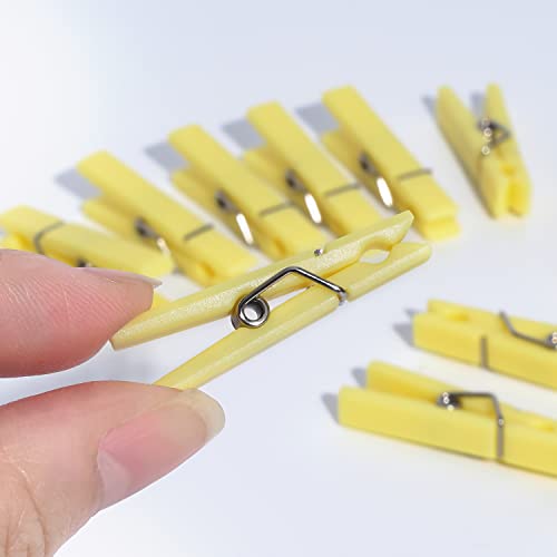60Pcs Mini Clothespins for Baby Shower Games Yellow Clothes Pins 1.4 Inch - color: Yellow