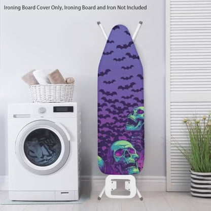 Bat and Skull Pumpkin Iron Board Cover Ironing Board Protector - color: Bat and Skull