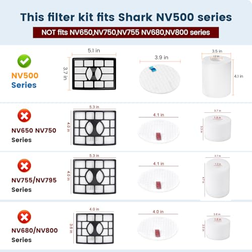 4 Foam & Felt NV501 Vacuum Filters Replacement for Shark Rotator Lift-Away - style: 4 Foam & Felt Filters