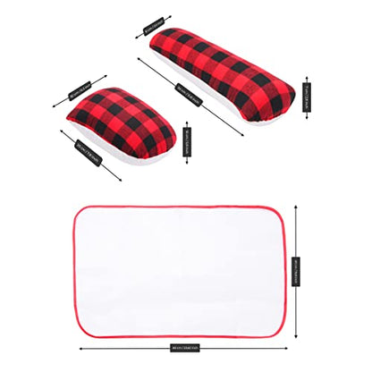 Billotodo - Tailors Ham and Sleeve Roll Set Kit for Sewing Pressing Quilting and Molding, Seam Roller Tool Ironing Accessories, Complete with Nylon Protective Pad Mat Tool, in Red/Black Cloth Fabric