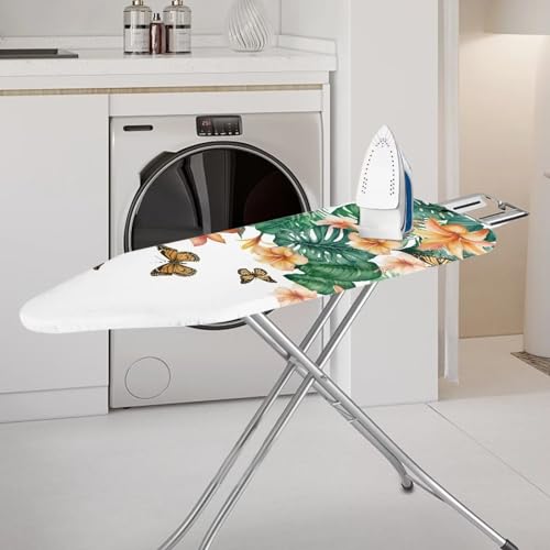 Floral Butterfly Ironing Board Cover Soft Ironing Board Cover, Non Stick Scorch and Stain Resistant Standard Size 15x54 Inch with Elastic Edges - color: 0 Floral Butterfly