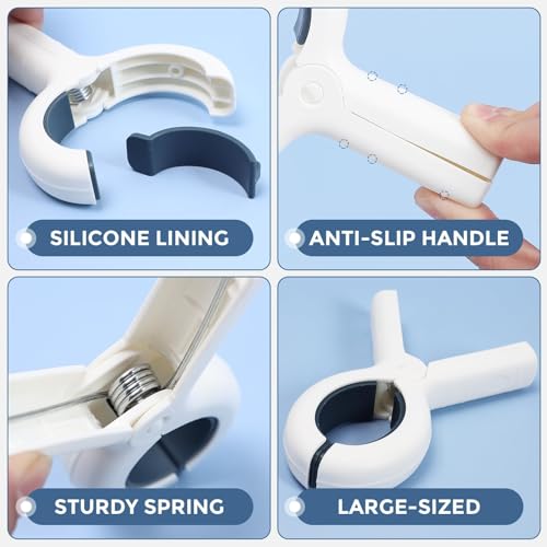 3.8" Extra Large Beach Towel Clips - Heavy Duty PP & Stainless Steel, Non-Slip Silicone Pads (9-Pack, Khaki/Blue), Secure Blankets, Tablecloths, Pool & Camping Gear