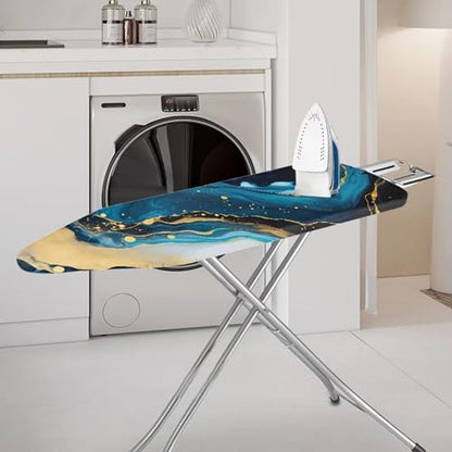 Blue Marble Print Iron Board Cover with Padding 15x54 Inch Standard Ironing Board Cover with Elastic Edge, Cute Home Decoration Table Top Ironing Board Cover - color: Blue Marble Print 1