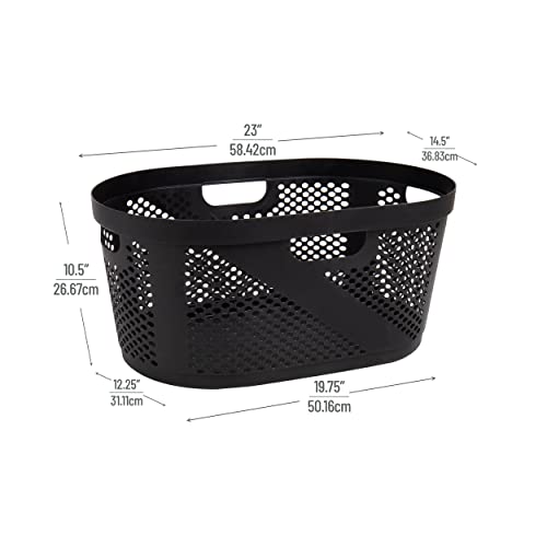 Mind Reader 40L Ventilated Laundry Baskets, Lightweight Clothes Hamper with Cutout Handles for Bathrooms and Closets, Plastic, Set of 2, Black - color: Black, size: Set of 2