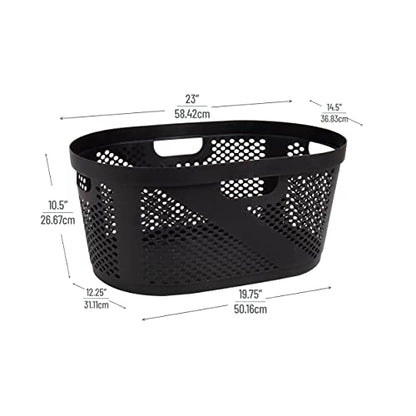 Mind Reader 40L Ventilated Laundry Baskets, Lightweight Clothes Hamper with Cutout Handles for Bathrooms and Closets, Plastic, Set of 2, Black - color: Black, size: Set of 2