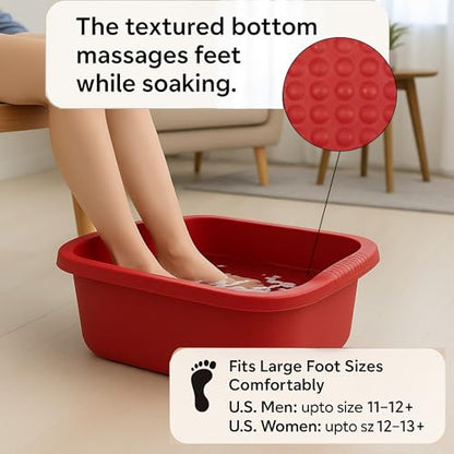 Plastic Wash Tub Dishpan Basin and Foot Bath for Soaking Feet - Red - color: Red