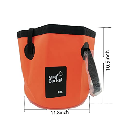 MIZORLIE Collapsible Buckets, Camping Water Storage Container 5 Gallon(20L) Portable Folding Bucket Wash Basin - color: Blue+orange