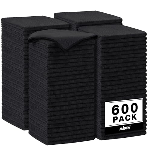 AIDEA Microfiber Cleaning Cloth Black, 600PK, Microfiber Towels, 12×12" - color: Black, size: 600PK