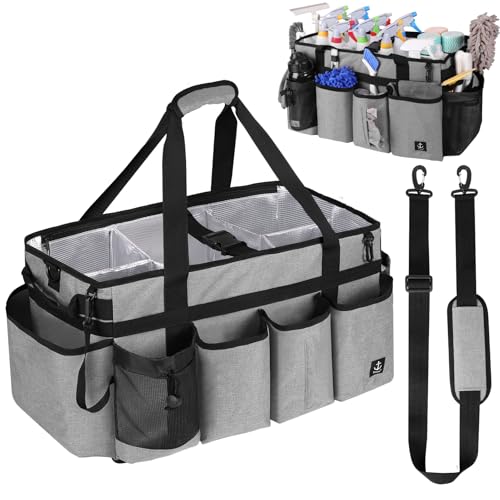 Extra large Cleaning Caddy Bag Built-in hard plastic Aluminum foil lining - color: Grey