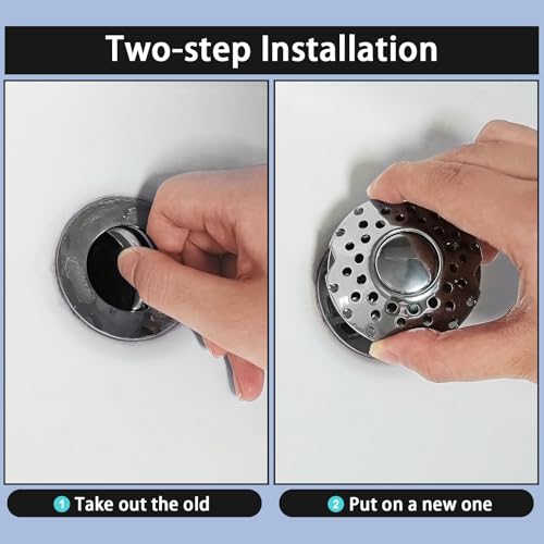 Bathtub Drain Stopper, Tub Stopper with Bathtub Drain Hair Catcher, Universal 2 in 1 Bathroom Sink Stopper for 1.26-1.6 Inch Drain Holes