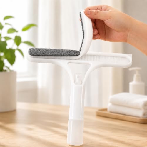 (White) 3-in-1 Multi-Purpose Cleaning Brush, Scraper & Sponge Set for Kitchen Bathroom, All-in-One Scrubbing Tool for Sink Stove Tile Glass - color: White