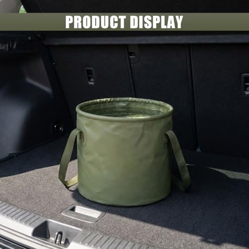 10L 2.5 Gallon Car Collapsible Bucket with Handle, Folding Leakproof Water Storage Basin, Portable Foldable Water Container for Fishing, Camping, Car Cleaning, Beach, Garden (10L-Green) - size: 10L-GREEN