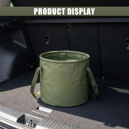 10L 2.5 Gallon Car Collapsible Bucket with Handle, Folding Leakproof Water Storage Basin, Portable Foldable Water Container for Fishing, Camping, Car Cleaning, Beach, Garden (10L-Green) - size: 10L-GREEN