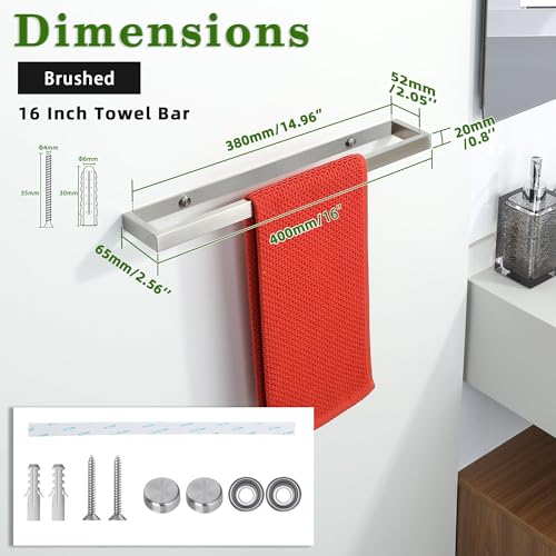 Alise Hand Towel Holder Brushed Towel Bar for Bathroom Wall Mounted 16 Inch - color: Brushed, size: 16-Inch