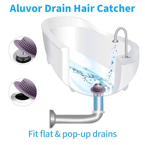 Aluvor Shower Drain Hair Catcher Bathtub Drain Cover Sink Drain Protector - color: Silver Purple