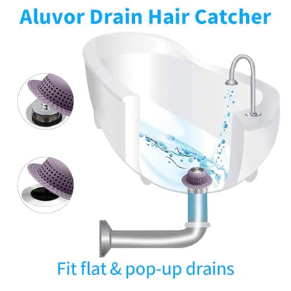 Aluvor Shower Drain Hair Catcher Bathtub Drain Cover Sink Drain Protector - color: Silver Purple