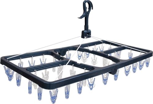 Towa Sangyo CLR Jumbo Square Hanger Polycarbonate Laundry Hanger with 42 Pinches, Black - style: Polycarbonate Pinch