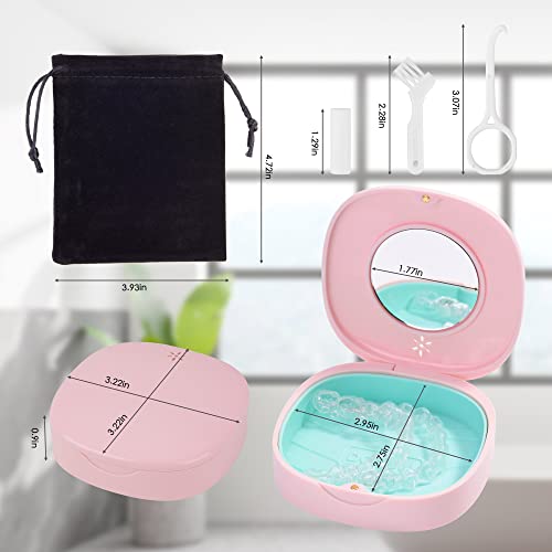 Doboli Retainer Case,Slim Aligner Mouth Guard Case Compatible with Invisalign Pink - color: Pink