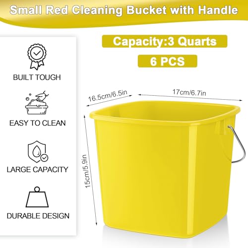 Zhehao 6 Pcs 3 Quart Small Sanitizer Cleaning Bucket, Yellow - color: Yellow