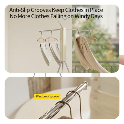 BIREN Foldable Clothes Drying Rack Tripod Clothes Rack Heavy Duty Clothing Racks Laundry Rack Drying for Travel, Camping, Hotel, Apartment, 3 Poles - size: 3 poles