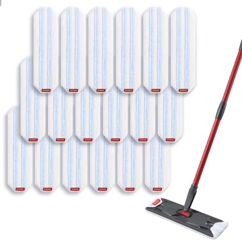 Mop Head Replacement Pads for O Cedar H2pro Flat Mop System, 18 PCS Reusable & Washable Microfiber Replacements Pads for Various Floors, Blue and White Stripes - size: 18 PCS - 15.95” x 4.33”