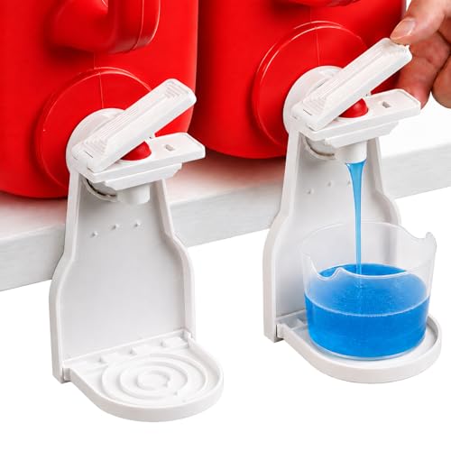 2 Pack Laundry Detergent Dispenser Cup Holder, No-Drip Laundry Detergent Cup Holders and Drip Trays with Easy Press Nozzle Switches, Liquid Detergent Holder for Laundry Room Organization - color: 2 Pack White