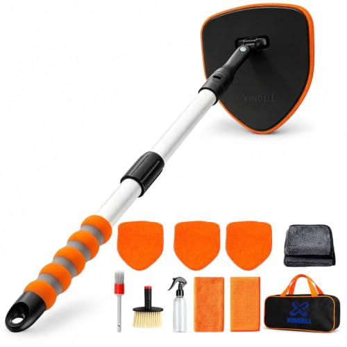 XINDELL Interior Windshield Cleaner Tool, Extendable Car Window Cleaning Kit with 360° Rotating Head