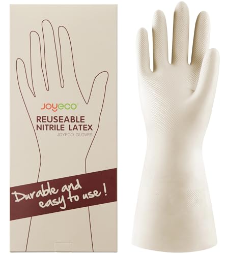 Cleaning Gloves Dishwashing Kitchen Gloves Reusable Rubber 3 Pairs White, Large - size: Large