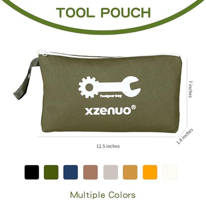 Small Tool Bag with Zipper,16oz 12 inch Tool Pouches - color: Green