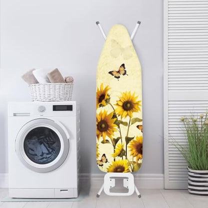 Sunflower Butterfly Ironing Board Cover and Pad Standard Size Heavy Duty Padded Iron Board Covers for Table Top Soft Stain Resistant Covers Elastic Edges Sleeve Ironing Board Yellow Daisy - color: Sunflower Butterfly