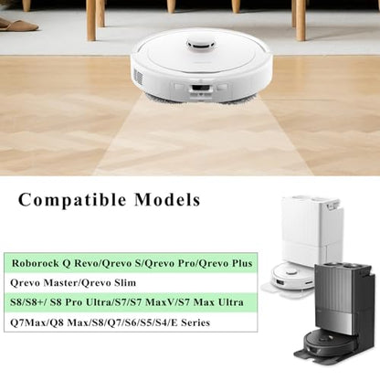Side Brushes Replacement Compatible with Roborock Q Revo/Qrevo S/Qrevo Pro/Qrevo Master/S8/S8+/ S8 Pro Ultra/Q5/Q7/Q7Max/Q8 Max/S7/S7 Max Ultra/S7 MaxV/S6/S5/S4/E2/E3/E4/E5 Robot Vacuum - color: Black
