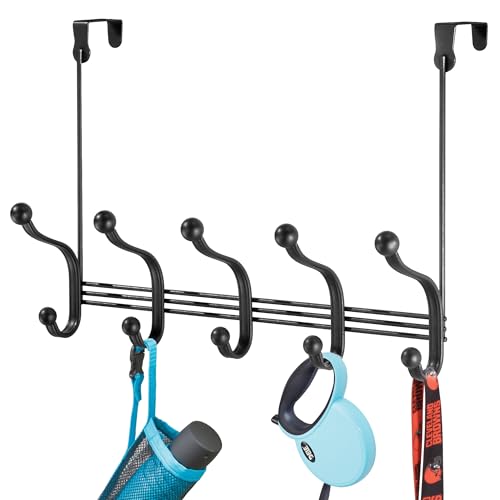 iDesign 5-Hook Over-the-Door Rack, Matte Black