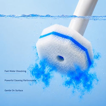 COBETE Disposable Toilet Brush Wand 2 Kit with 60 Refills, Efficient Deep Scrubbing Toilet Bowl Cleaner Wand with Holder for Bathroom Toilet Cleaning